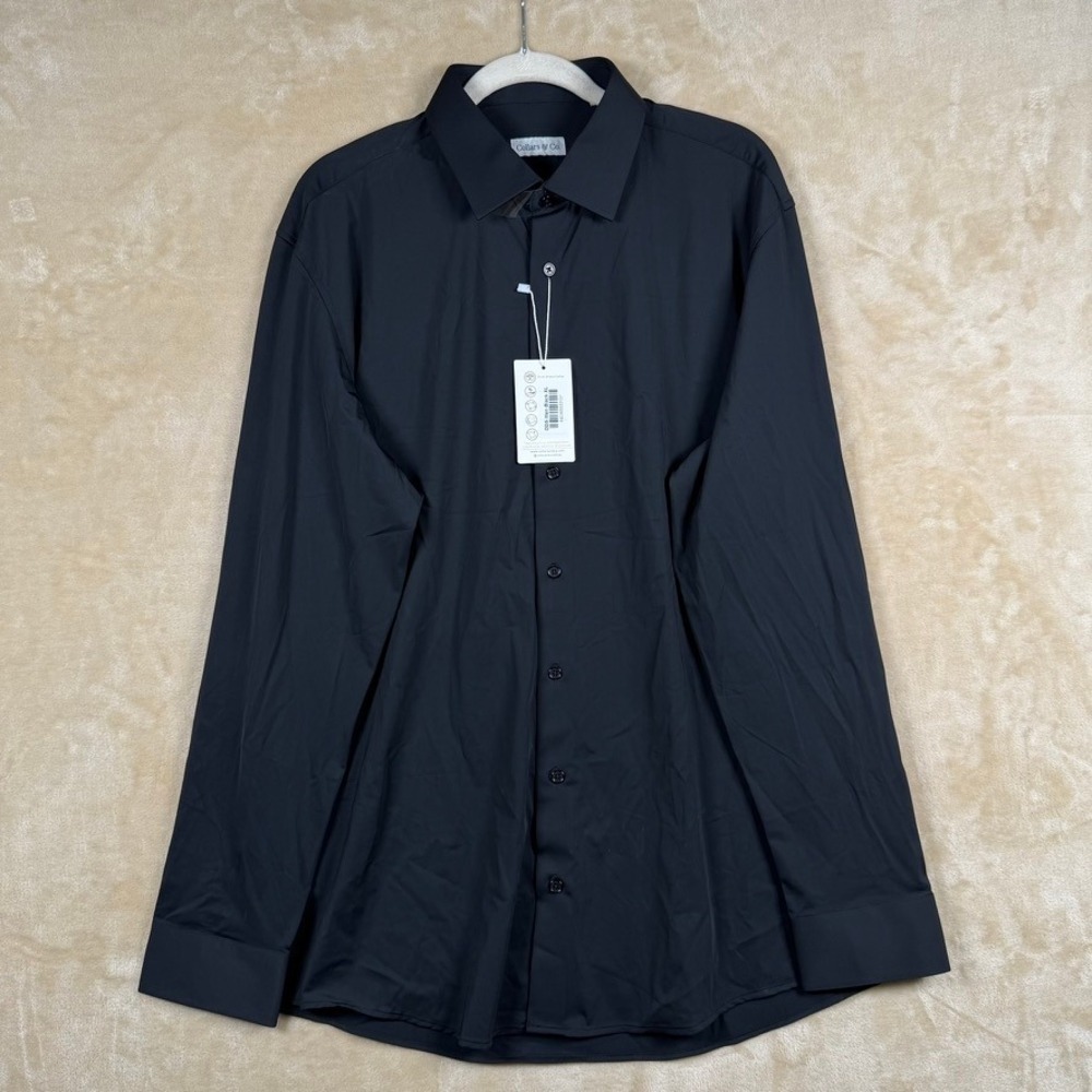 Collars & Co Mens Firm Dress Collar Performance Shirt Black XL DDS-Men-Black-XL